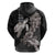 Hawaiian Turtle Love Couple Zip Hoodie - Sweet Hibiscus and Kakau Pattern Grayscale Color