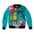 Hawaii Great Aloha Run 40th Anniversary Bomber Jacket With Turtle Mascot Marathon Hibiscus and Kakau LT03 Unisex Turquoise - Polynesian Pride