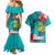 Hawaii Great Aloha Run 40th Anniversary Couples Matching Mermaid Dress and Hawaiian Shirt With Turtle Mascot Marathon Hibiscus and Kakau LT03 - Polynesian Pride