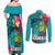 Hawaii Great Aloha Run 40th Anniversary Couples Matching Off Shoulder Maxi Dress and Long Sleeve Button Shirt With Turtle Mascot Marathon Hibiscus and Kakau LT03 - Polynesian Pride