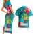 Hawaii Great Aloha Run 40th Anniversary Couples Matching Short Sleeve Bodycon Dress and Hawaiian Shirt With Turtle Mascot Marathon Hibiscus and Kakau LT03 - Polynesian Pride