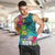 Hawaii Great Aloha Run 40th Anniversary Men Tank Top With Turtle Mascot Marathon Hibiscus and Kakau LT03 Turquoise - Polynesian Pride