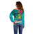 Hawaii Great Aloha Run 40th Anniversary Off Shoulder Sweater With Turtle Mascot Marathon Hibiscus and Kakau LT03 - Polynesian Pride