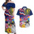 Hawaii Great Aloha Run 40th Anniversary Couples Matching Off Shoulder Maxi Dress and Hawaiian Shirt Hibiscus and Kakau Pattern LT03 Blue - Polynesian Pride