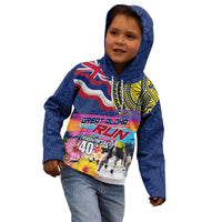 Hawaii Great Aloha Run 40th Anniversary Kid Hoodie Hibiscus and Kakau Pattern LT03 - Polynesian Pride