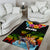 Hawaii Lei Day Area Rug Hibiscus Wreath and Polynesian Pattern