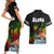 Hawaii Lei Day Couples Matching Short Sleeve Bodycon Dress and Hawaiian Shirt Hibiscus Wreath and Polynesian Pattern