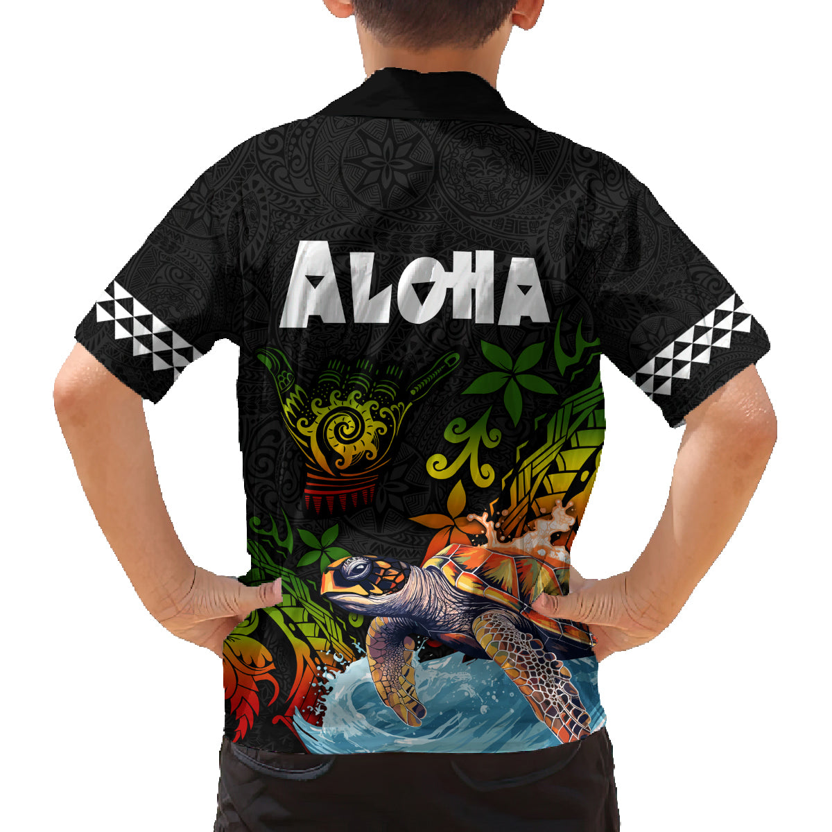 Hawaii Lei Day Family Matching Long Sleeve Bodycon Dress and Hawaiian Shirt Hibiscus Wreath and Polynesian Pattern LT03 - Polynesian Pride