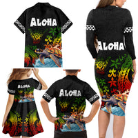 Hawaii Lei Day Family Matching Long Sleeve Bodycon Dress and Hawaiian Shirt Hibiscus Wreath and Polynesian Pattern LT03 - Polynesian Pride