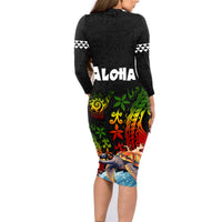 Hawaii Lei Day Family Matching Long Sleeve Bodycon Dress and Hawaiian Shirt Hibiscus Wreath and Polynesian Pattern LT03 - Polynesian Pride