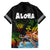 Hawaii Lei Day Family Matching Off The Shoulder Long Sleeve Dress and Hawaiian Shirt Hibiscus Wreath and Polynesian Pattern