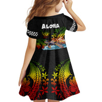 Hawaii Lei Day Family Matching Short Sleeve Bodycon Dress and Hawaiian Shirt Hibiscus Wreath and Polynesian Pattern LT03 - Polynesian Pride
