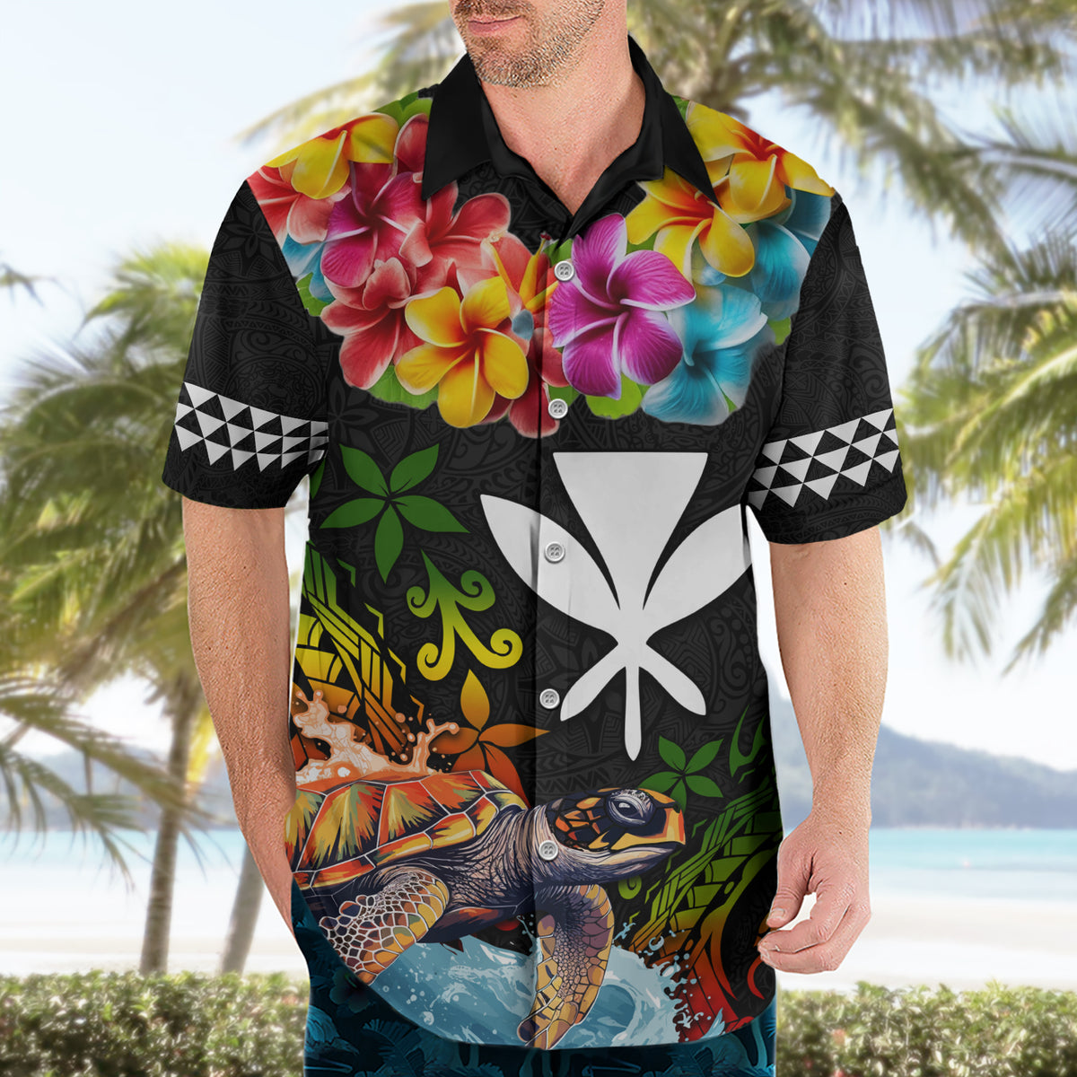 Hawaii Lei Day Hawaiian Shirt Hibiscus Wreath and Polynesian Pattern
