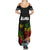 Hawaii Lei Day Summer Maxi Dress Hibiscus Wreath and Polynesian Pattern