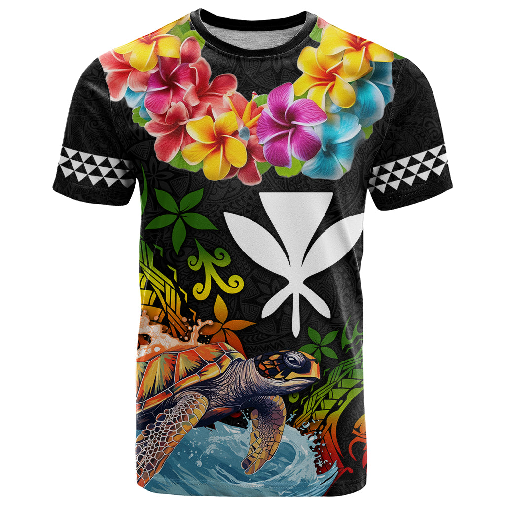 Hawaii Lei Day T Shirt Hibiscus Wreath and Polynesian Pattern