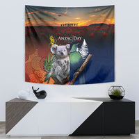 Australia and New Zealand ANZAC Day Tapestry Tui Bird and Koala mix Maori and Aboriginal Pattern