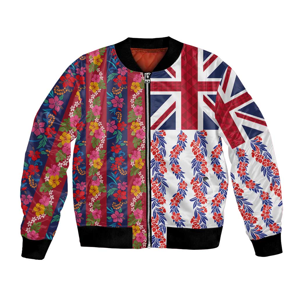 Hawaiian Lei Bomber Jacket National Flag Striped Style