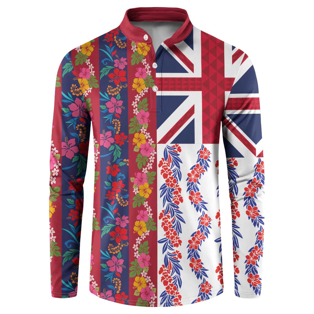 Hawaiian Lei Button Sweatshirt National Flag Striped Style