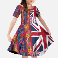 Hawaiian Lei Kid Short Sleeve Dress National Flag Striped Style