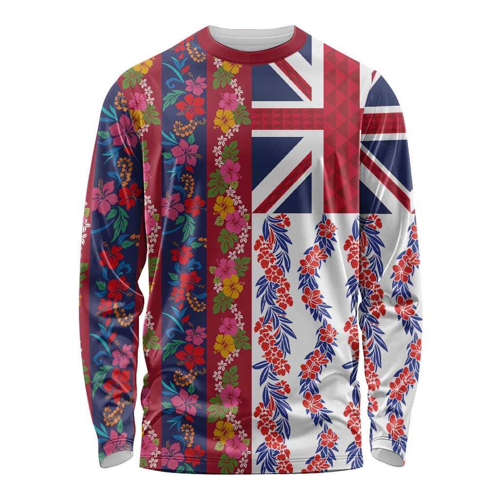 Hawaiian Lei Long Sleeve Shirt National Flag Striped Style