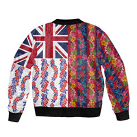 Hawaiian Lei Sleeve Zip Bomber Jacket National Flag Striped Style