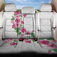 Hawaiian Hibiscus and Art Polynesian Tattoo Back Car Seat Cover White Color