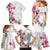 Hawaiian Hibiscus and Art Polynesian Tattoo Family Matching Mermaid Dress and Hawaiian Shirt White Color