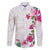 Hawaiian Hibiscus and Art Polynesian Tattoo Family Matching Mermaid Dress and Hawaiian Shirt White Color