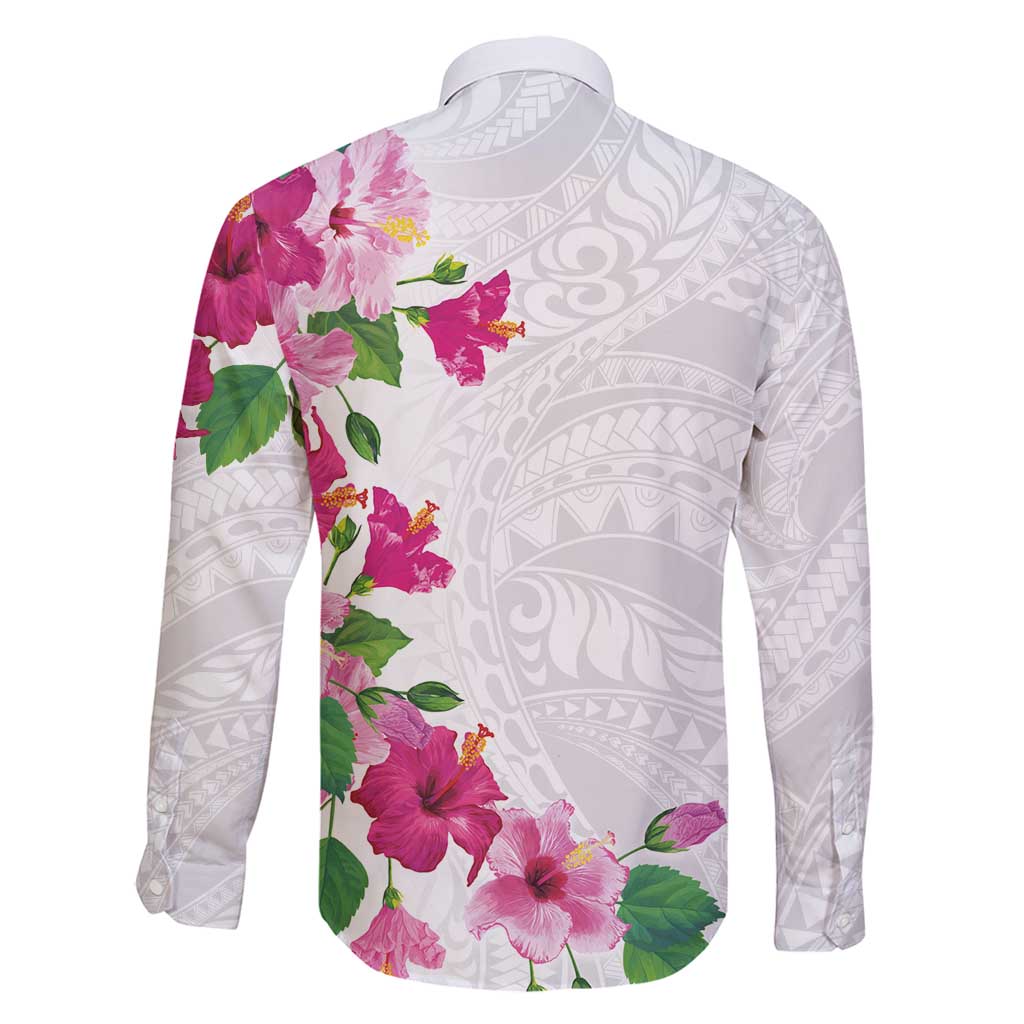 Hawaiian Hibiscus and Art Polynesian Tattoo Family Matching Puletasi and Hawaiian Shirt White Color LT03 - Polynesian Pride