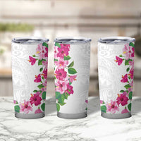 Hawaiian Hibiscus and Art Polynesian Tattoo Tumbler Cup White Color