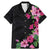 Hawaiian Hibiscus and Art Polynesian Tattoo Family Matching Mermaid Dress and Hawaiian Shirt Black Color