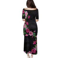 Hawaiian Hibiscus and Art Polynesian Tattoo Family Matching Puletasi and Hawaiian Shirt Black Color LT03 - Polynesian Pride