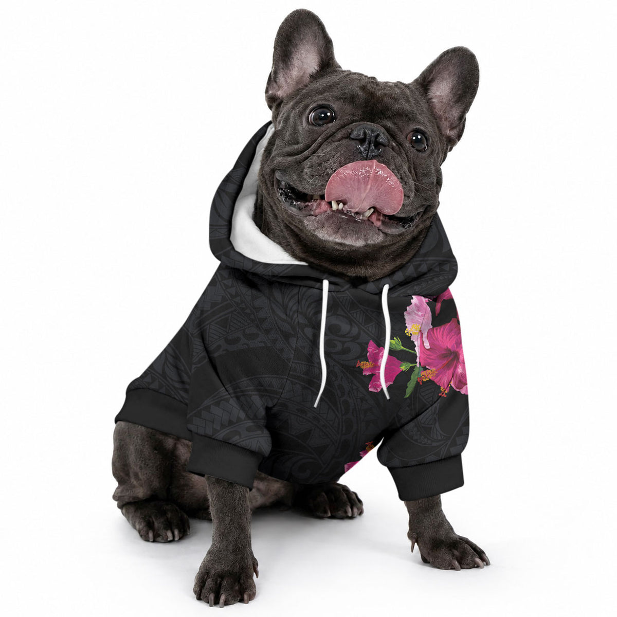 Hawaiian Hibiscus and Art Polynesian Tattoo Pet Hoodie