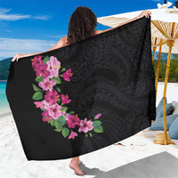 Hawaiian Hibiscus and Art Polynesian Tattoo Sarong Black Color