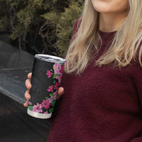 Hawaiian Hibiscus and Art Polynesian Tattoo Tumbler Cup Black Color