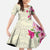 Hawaiian Hibiscus and Art Polynesian Tattoo Family Matching Mermaid Dress and Hawaiian Shirt Beige Color