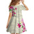 Hawaiian Hibiscus and Art Polynesian Tattoo Family Matching Mermaid Dress and Hawaiian Shirt Beige Color