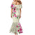 Hawaiian Hibiscus and Art Polynesian Tattoo Family Matching Mermaid Dress and Hawaiian Shirt Beige Color