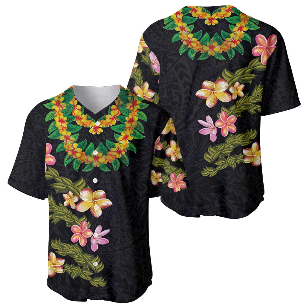 Hawaiian Lei Plumeria and Tropical Leaves Baseball Jersey Watercolor Style