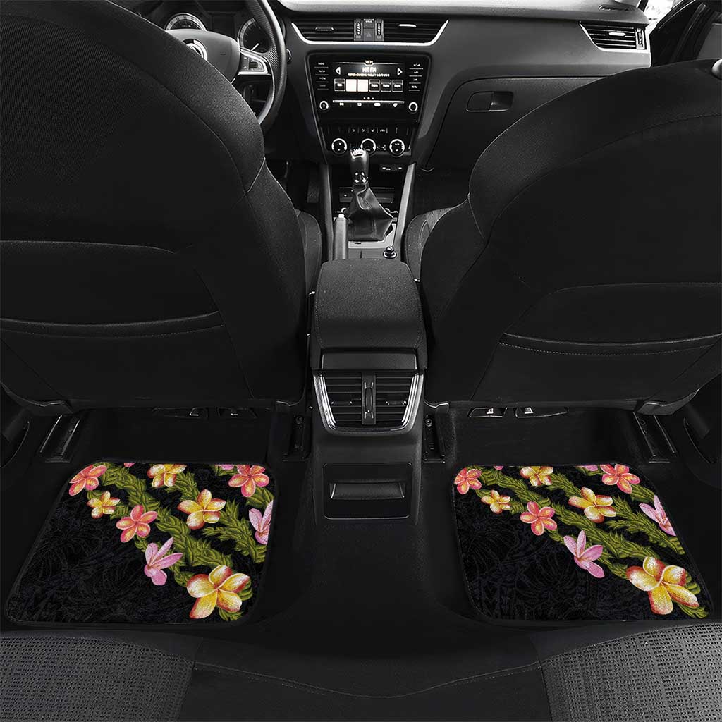 Hawaiian Lei Plumeria and Tropical Leaves Car Mats Watercolor Style