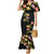 Hawaiian Lei Plumeria and Tropical Leaves Family Matching Mermaid Dress and Hawaiian Shirt Watercolor Style