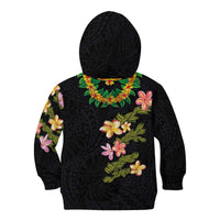 Hawaiian Lei Plumeria and Tropical Leaves Kid Hoodie Watercolor Style