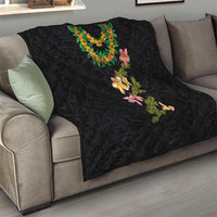 Hawaiian Lei Plumeria and Tropical Leaves Quilt Watercolor Style