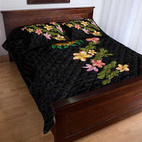Hawaiian Lei Plumeria and Tropical Leaves Quilt Bed Set Watercolor Style