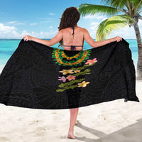 Hawaiian Lei Plumeria and Tropical Leaves Sarong Watercolor Style