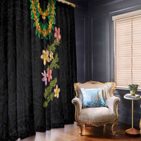 Hawaiian Lei Plumeria and Tropical Leaves Window Curtain Watercolor Style