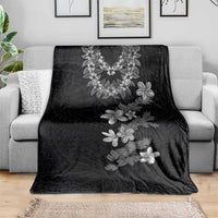 Hawaiian Lei Plumeria and Tropical Leaves Blanket Watercolor Style-Grayscale