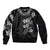 Hawaiian Lei Plumeria and Tropical Leaves Bomber Jacket Watercolor Style-Grayscale