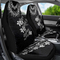 Hawaiian Lei Plumeria and Tropical Leaves Car Seat Cover Watercolor Style-Grayscale