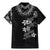Hawaiian Lei Plumeria and Tropical Leaves Family Matching Mermaid Dress and Hawaiian Shirt Watercolor Style-Grayscale